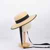 Spring and Summer New Wheat Straw Black Woven Straw Hat Beach Versatile Sunscreen Straw Tied Hat
