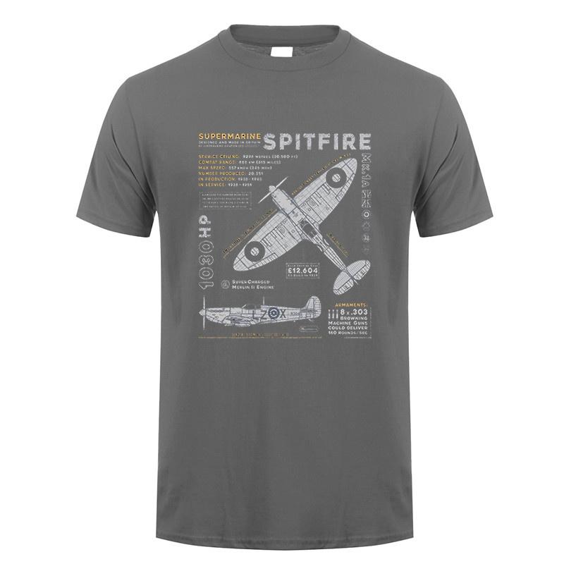 Novelty Spitfire T Shirt Fighter Plane WW2 War Pilot Aircraft Airplane Tshirts Unisex Cotton Tee Short Sleeve TShirt Gift DY303