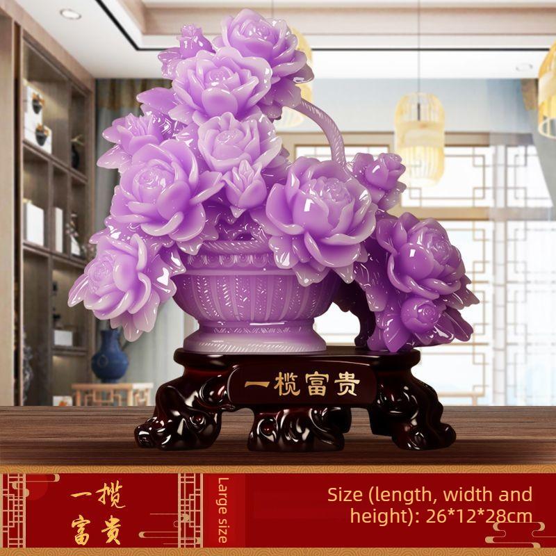 

BEPAN Purple Flower Pot Resin Ornament New House Decoration Handicrafts Home Living Room Decoration Housewarming Gift