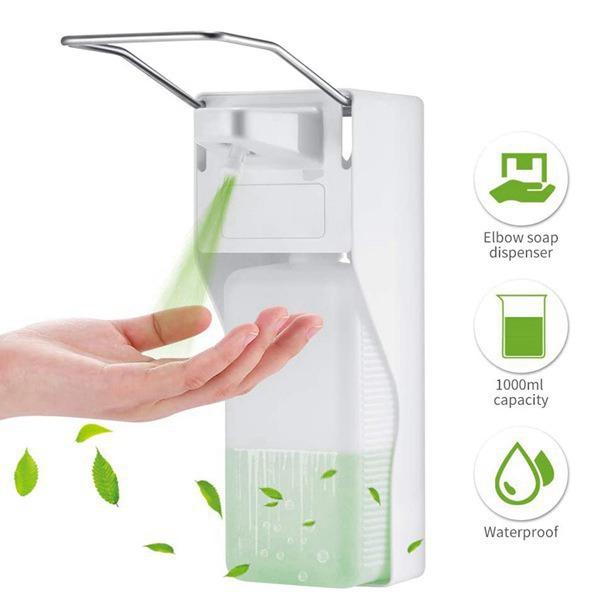 Public Area Use Plastic Automatic Soap Dispenser Elbow Pressure Wall-Mount for Disinfection Liquid in Hospitals SchoolsMalls