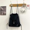 Girls Canvas Backpack With Drawstring Hood And Angel Wing Pattern For Daily Use And Travel