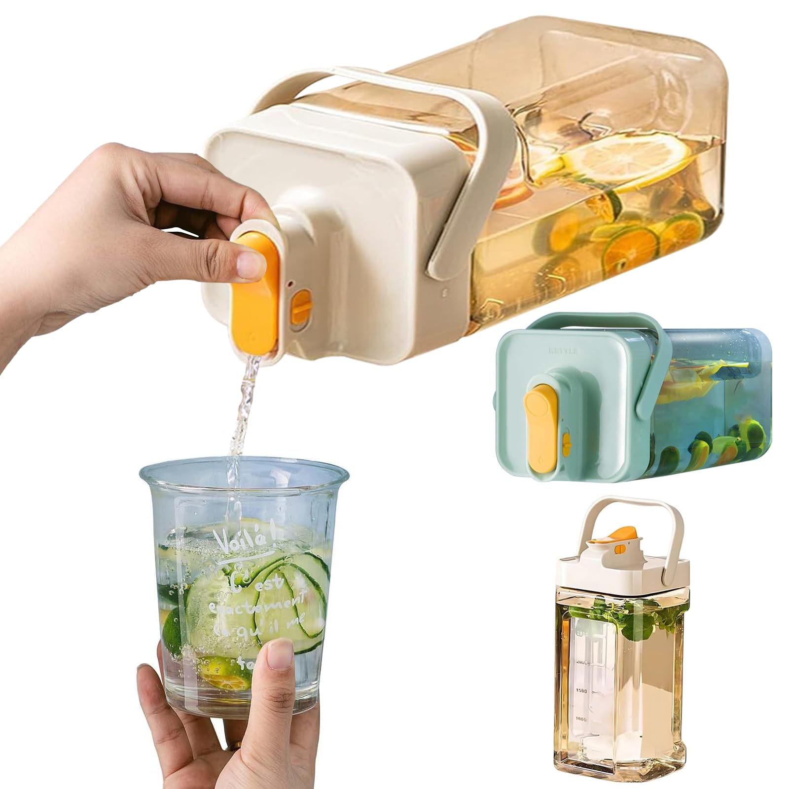 

MGOXO Barley Tea Pot, Pitcher, Horizontal Stand, Drink Server, 3.5L, Water Jug, Teapot with Lid, Shatterproof, Easy to Clean, Stylish, Easy to Hold, S