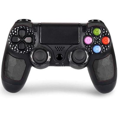 Controller Wireless Bluetooth Controller Double Shock Joystick Gamepad per PS4 con touchpad e jack audio-nero-