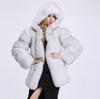 Women's Hooded Faux Fur Coat - Silver Fox Patchwork, High-End Socialite Style, European & American Design.