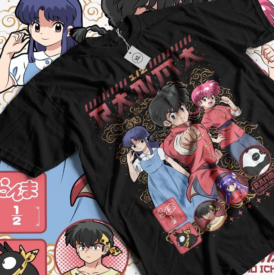 Ranma 12 TShirt Shampoo Rumiko Takahashi Girl Kawaii Funny Anime Tee Black S