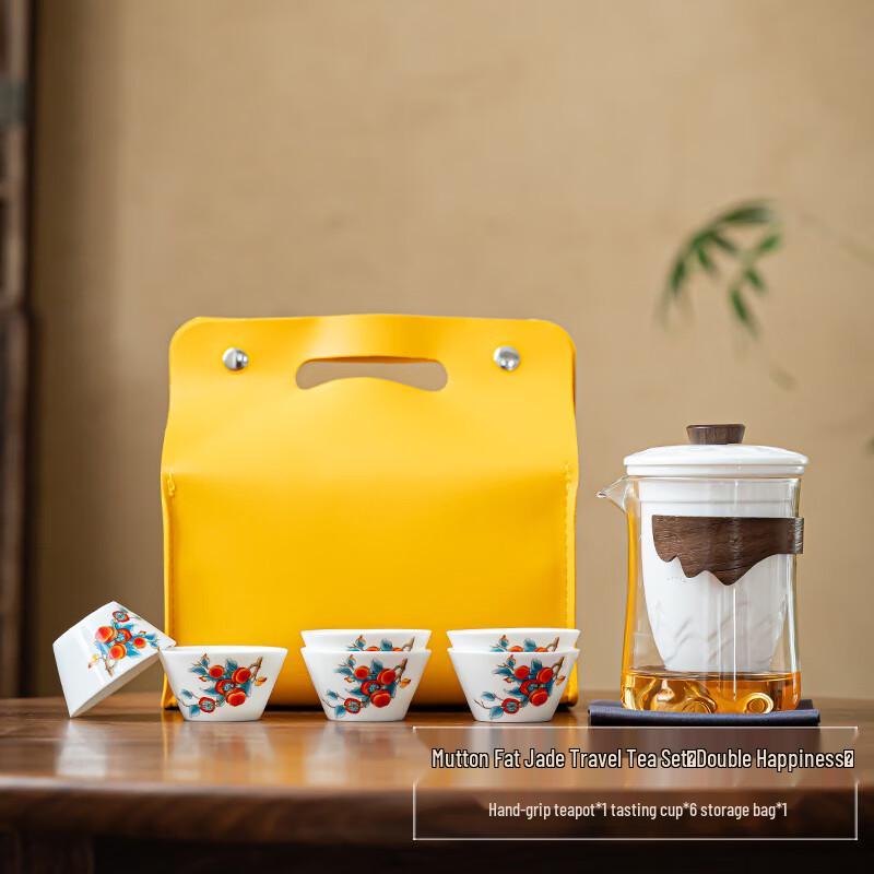 

Mutton Fat Jade Ceramic Travel Tea Set