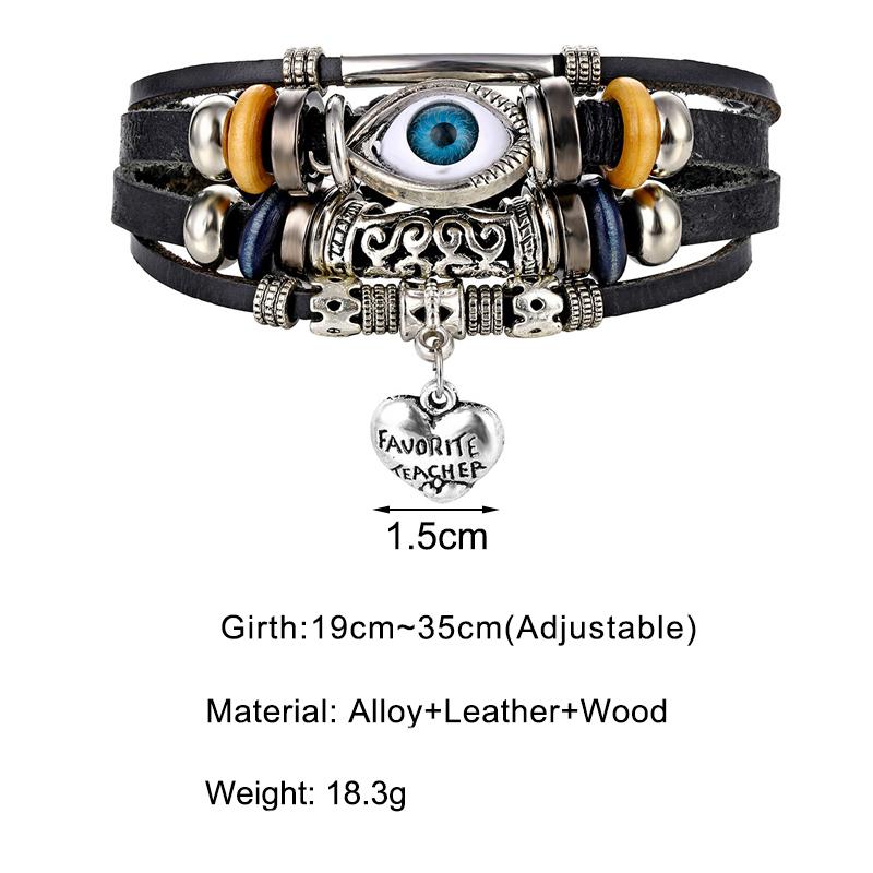 Personalisierter Charm Punk Handgewebte Blätter Mehrschichtiges Lederseil Klassisches Armband Lederschmuck