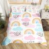 Cartoon Rainbow Sun Bedding Set For Girls Kids Bedroom Decor Comforter Cover Kawaii Art Duvet Cover Polyester Comforter Cover