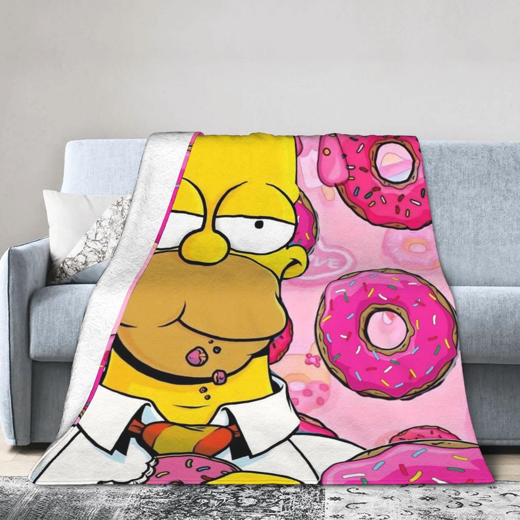 T-The Simpsons Warm Soft Blankets Girls Boys Plush Throw Blanket Novelty Couch Chair Flannel Bedspread Sofa Bed Cover
