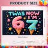 Kids Party Banner Ice Cream Shape 7th Birthday Display Number 7 Background Pink Blue Number 6 Backdrop For Indoor Decoration