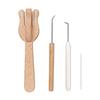 Anfänger Holz Webwerkzeug 4 Stifte Holz Strickgabel mit gebogener Spitze Stricknadel und Nähnadel Für Schals Mütze