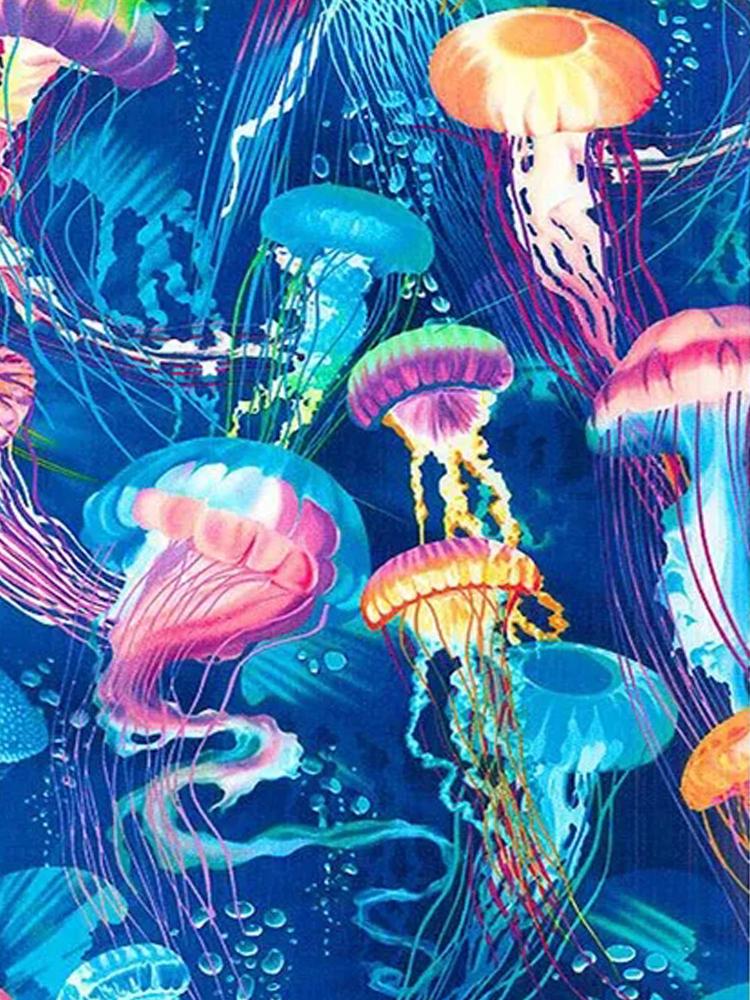 Marine Animal 5DDIY Diamond Painting Colorful Jellyfish Full Diamond Inlaid Diamond Art Cross Embroidery Set Cartoon Decoration