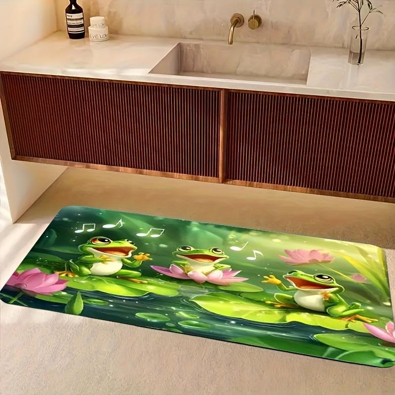 1pc Cartoon Singing Three Frogs E-sports Floor Mat Bathroom Mat Kitchen Floor Mat Living Room Mat Bedroom Mat Indoor Door Mat Machine Wash