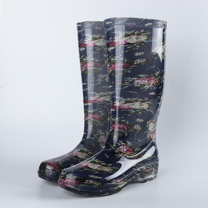 

High tube rain shoes waterproof shoes long tube velvet cotton rain boots rubber shoes overshoes water boots female adult fashion non-slip warm summer 40