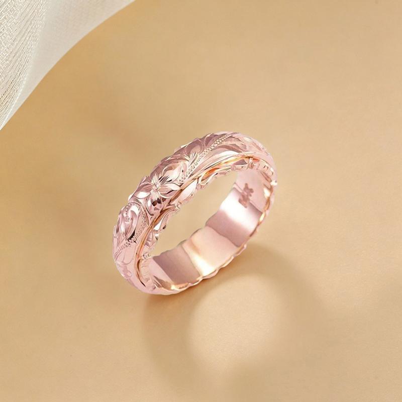Rose Gold Color Suspended Carved Rose Flower Ring For Women Gold Rings Women'S Jewelry Rings Wedding Anniversary
