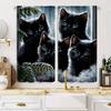 2Pcs Hd Digital Printed Curtains Rod Pocket Curtains Black Cat Print Curtain For Bedroom Study Window Living Room Office Home De