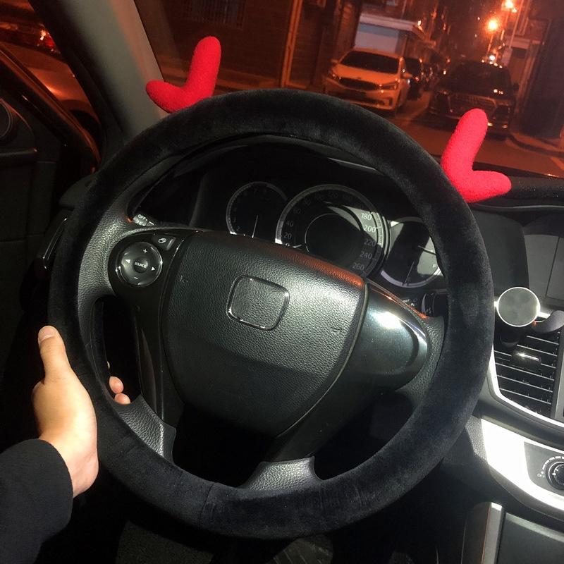 Steering Plush Car Wheel Cover Cartoon Print Four Seasons Installation Easy