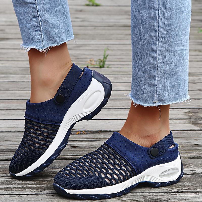 New Sandals Women's Autumn and Summer New Hollow Hole Shoes European and American Flying Woven Mesh Large Size Women's Shoes