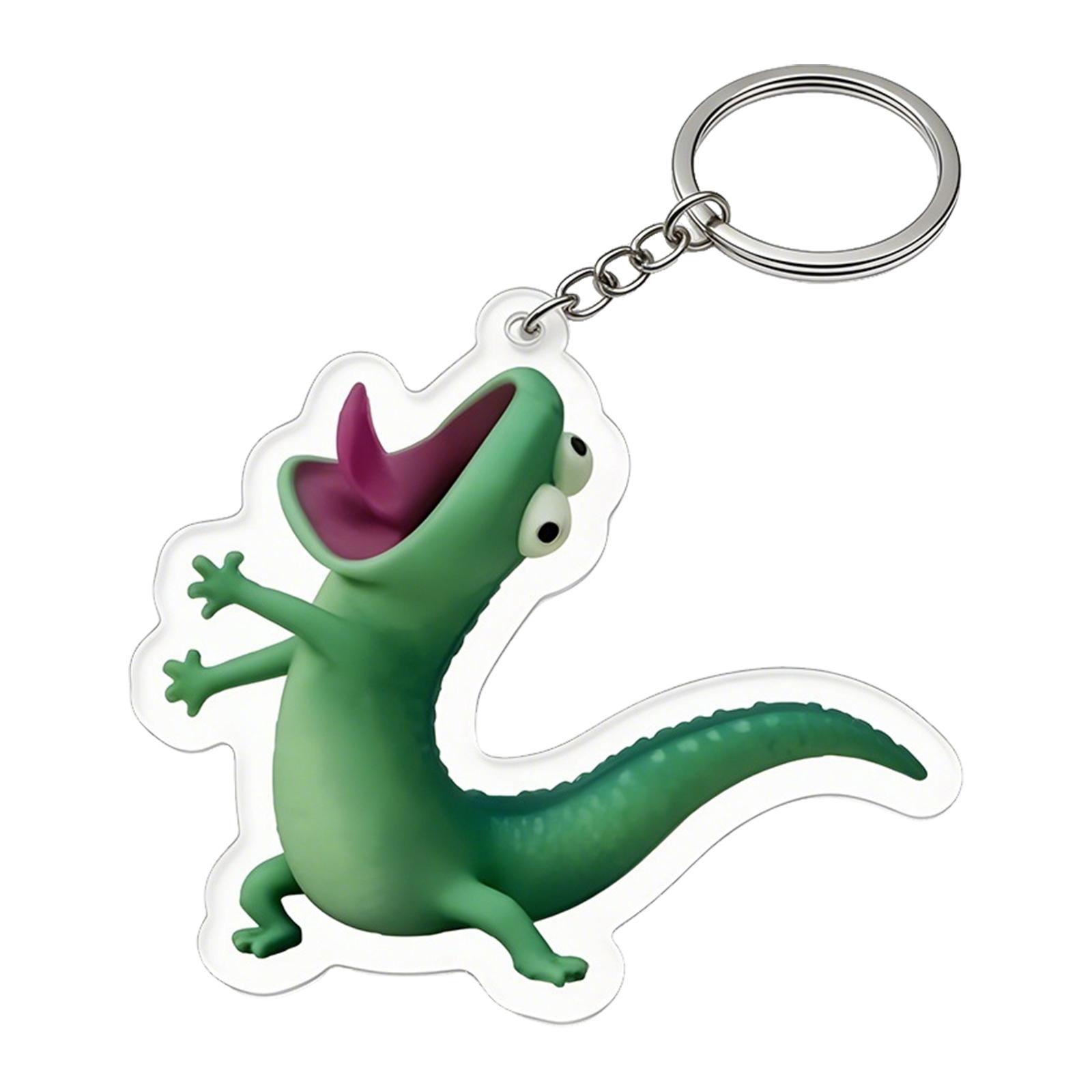 

Novelty Acrylic Alligator Keychain with Metal Ring Durable Lightweight Portable Charm for Keys Bags and Accessories One Size зелёный
