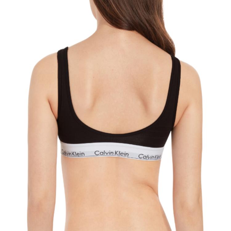 Calvin Klein Logo Print Non-Adjustable Strap Bra Women underwear Black QF5490-001