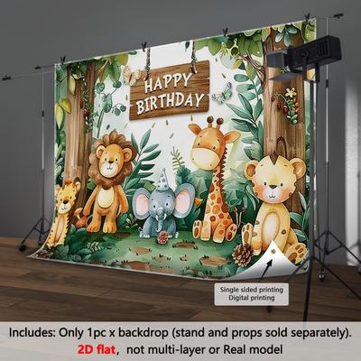 Cartoon Jungle Animal Theme Decoration Background Winter Photography Backdrop Decorations For Photo Studio Photo Booth Christams Party