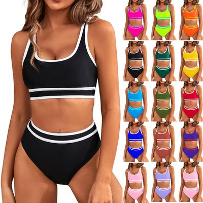 Damski seksowny bikini z rozcięciem, modny biustonosz z wysokim stanem, wyściełany strój kąpielowy bez stanika stalowego
