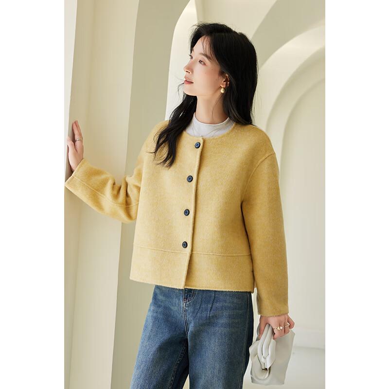 VICTORIA&VERA Women's Winter Short Wool Blend Patchwork Coat