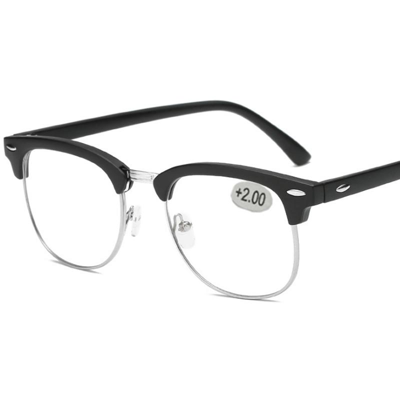 Metal Half Frame Reading Glasses Presbyopic Male Female Far Sight Glasses With Strength +0.5 +0.75 +1.0 +1.25 To +4.0