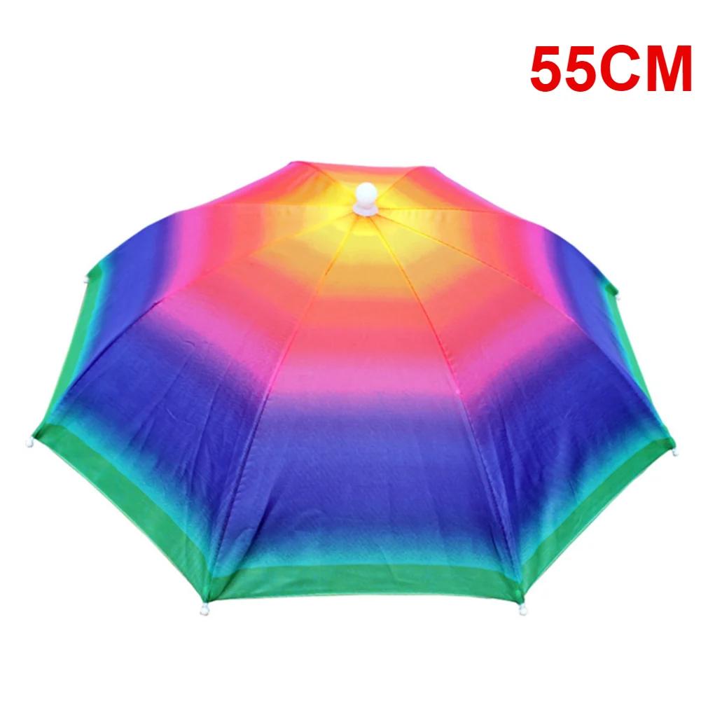 55/65/69/77/95cm Outdoor Fishing Caps Rain Umbrella Hat Foldable Fishing Sunshade Headwear Cap Waterproof Camping Beach Sun Hat