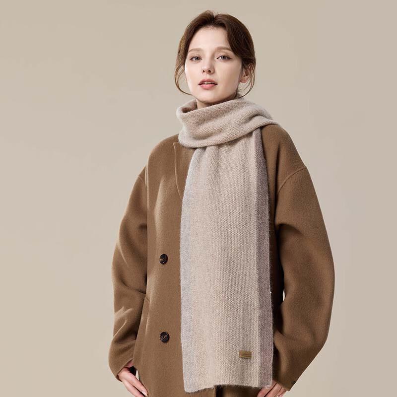 JIUMU Women's Wool Blend Color-block Knitted Scarf