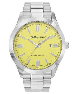 Orologio da uomo Mathy I Jumbo edizione speciale in acciaio inossidabile con quadrante giallo al quarzo H455J
