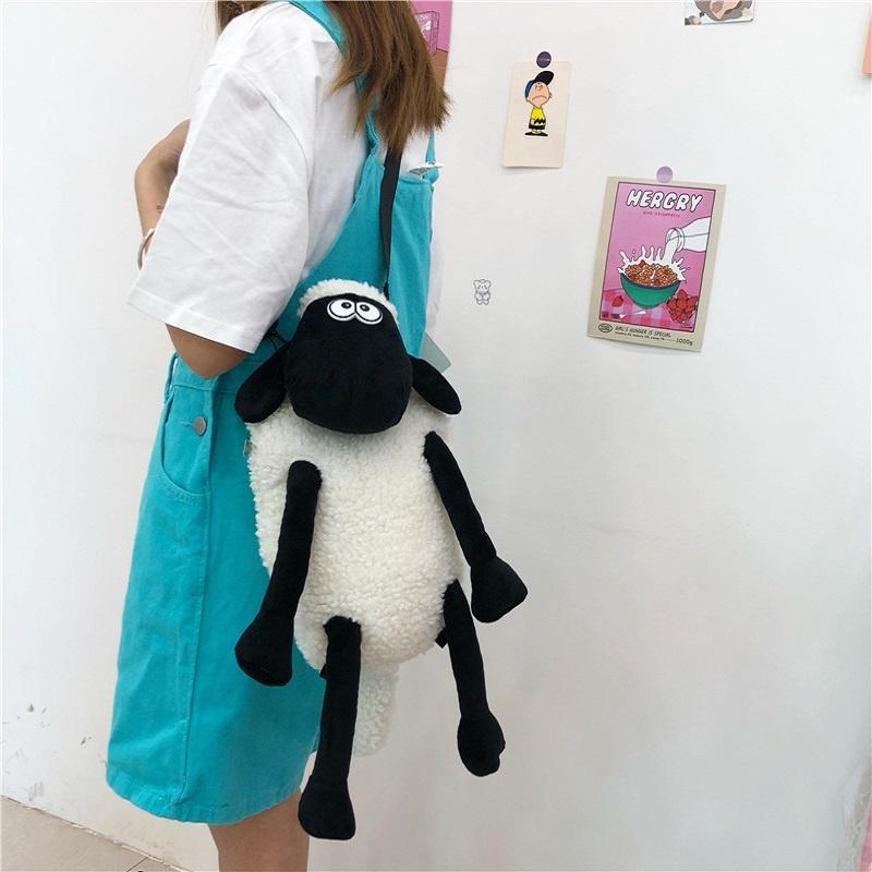 Cute Sheep Plush Backpack For Daily Use