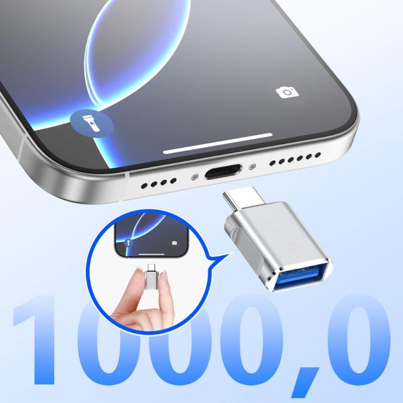 Metal USB to Type C Male OTG Converter for Universal Device Connectivity 10Gbps Fast Data Transfer 100W 3A Fast Charging