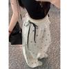 Women's Summer 2026 Sweet & Spicy Lace Trim Bow Knot Wide-Leg Pants with Elastic Waist