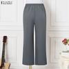 ZANZEA Women Casual Elastic Waist Loose Long Pants