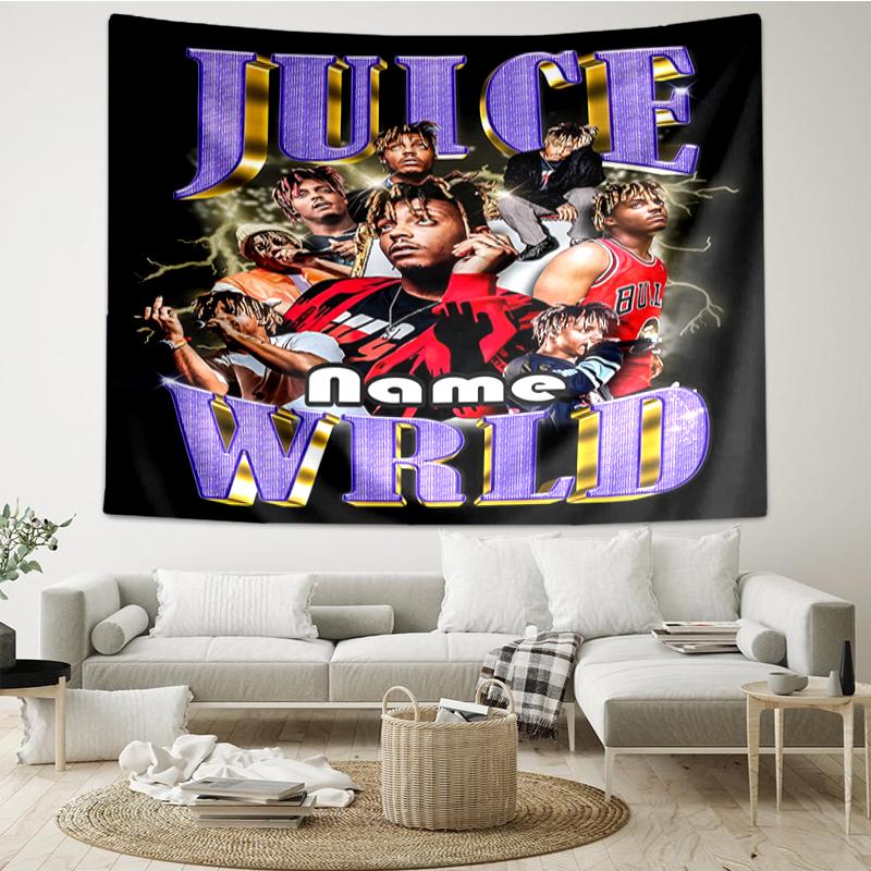 Custom Name Juice WRLD Print Tapestry, Backdrop, Easy Setup, Ideal for Bedroom, Office & Living Room, with Aesthetic Wall Hanging Decor.