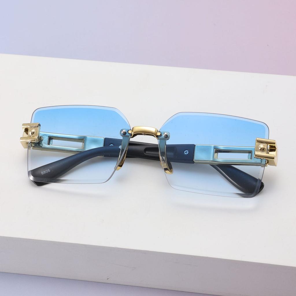 Frameless Diamond Trimmed Square Sunglasses Sunglasses Ladies Fashion Commuter Sunglasses