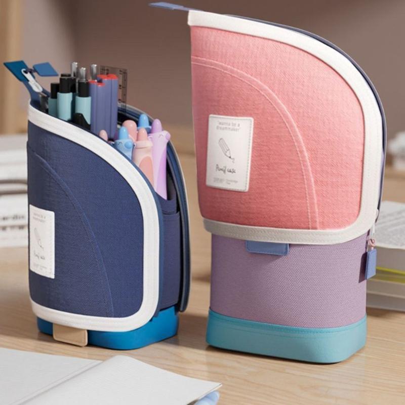 Teleskopisches Mäppchen Ausziehbare Stifttaschen Aufstellbare Stifthaltertasche Reise Kosmetikaufbewahrungstasche für Schule Büro