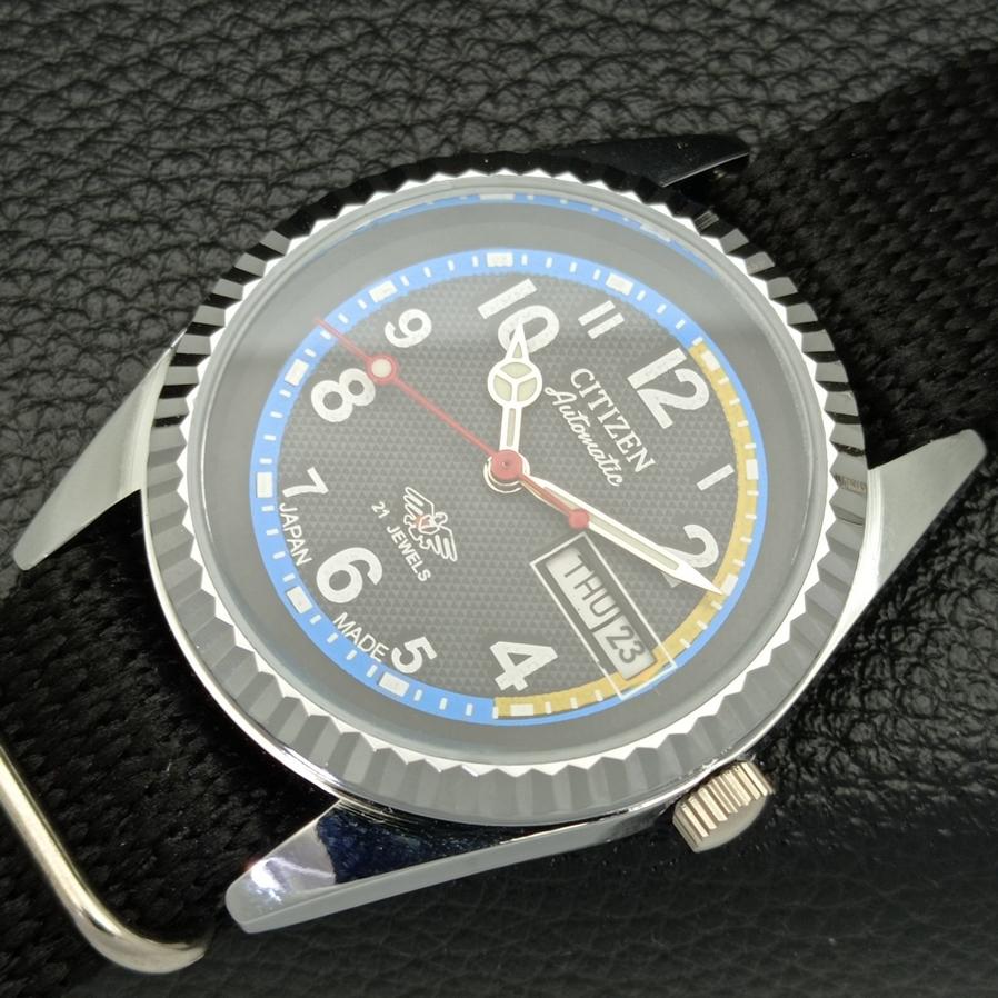 AUTHENTIC REFURBISHED CITIZEN AUTOMATIC 8200 JAPAN BLACK DIAL WATCH A426203-2 RL620c-a426203