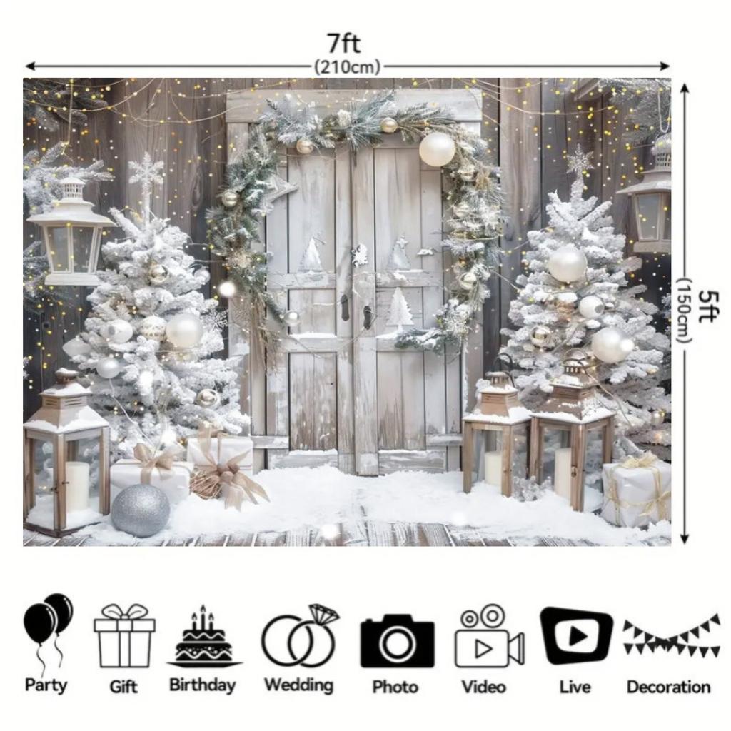 Winter Snowy Barn  Christmas Scene Decoration Background Winter Photography Backdrop Decorations For Photo Studio Photo Booth Christams Party