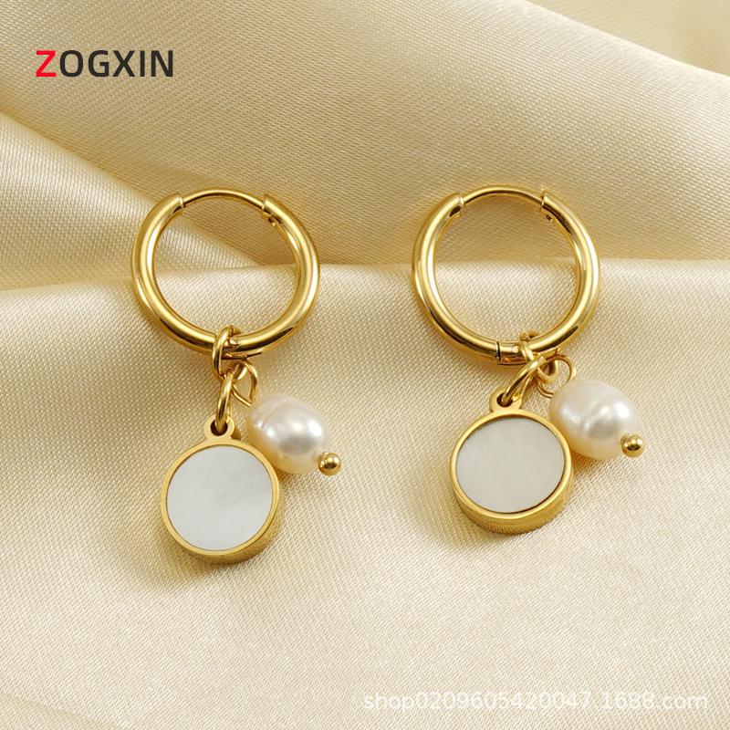 

Gold-Plated 18K Stainless Steel Pearl Earrings for Women s Fashion 18K золотой