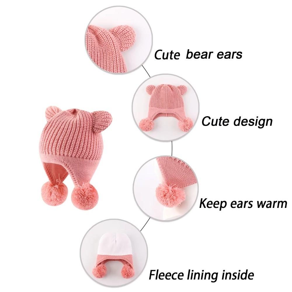 Fleece Lined Baby Winter Hat 2 Cute Ears Warm Fleece Hat Fashionable Kids Knit Hat  Winter Season