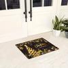 1pc Premium Flannel Christmas-Themed Mat, Luxurious Golden Tree and Reindeer Design Doormat, Non-Slip & Washable Mat for Living