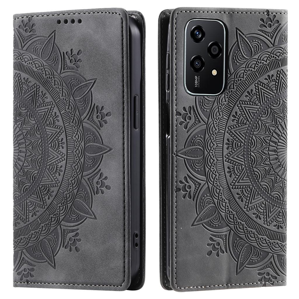 For Honor 200 Lite Case Wallet PU Leather Magnetic Absorption Mandala Floral Phone Cover