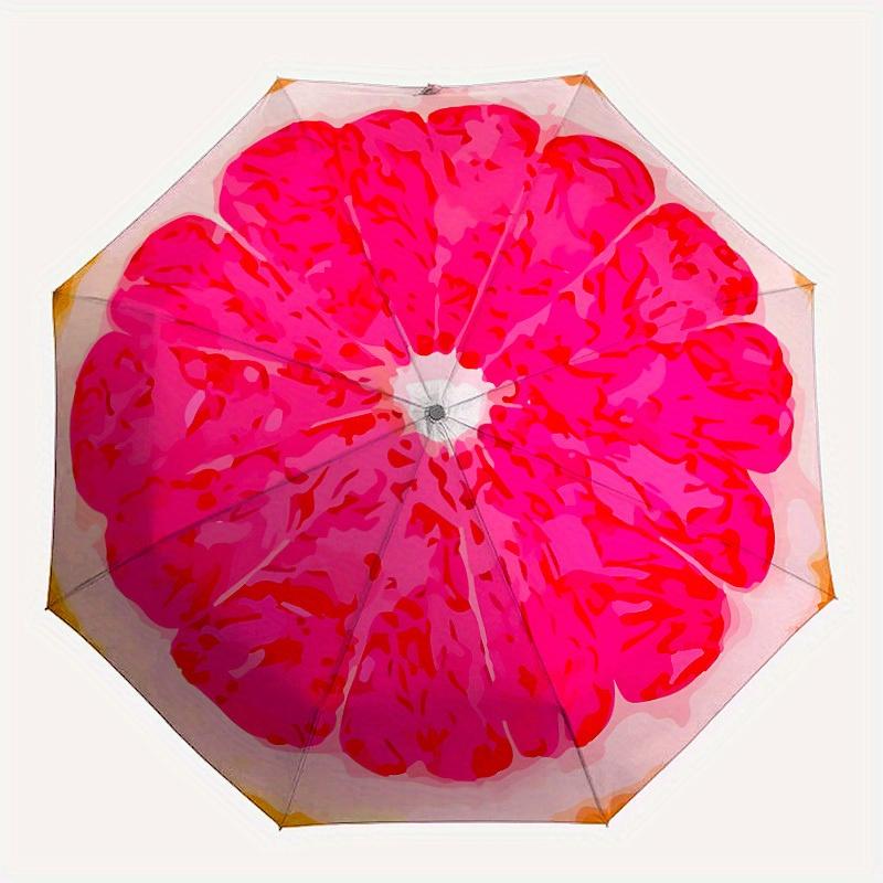 1pc Grapefruit Slice Automatic Opening/Closing Folding Umbrella with 16 Ribs, Plastic Handle, Windproof Portable Sunshade Umbrella y250726056