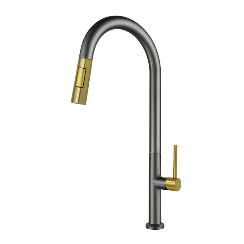 Grey Pull Out Kitchen Faucet Brushed Gold Sink Faucet Mixer Tap 360 degree rotation torneira cozinha mixer taps Kitchen Tap