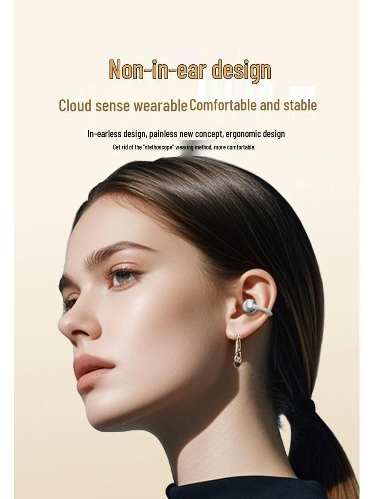 Clip-On Wireless Bluetooth Headphones, Noise-Reducing, Ultra-Long Battery Life, Sports Comfort