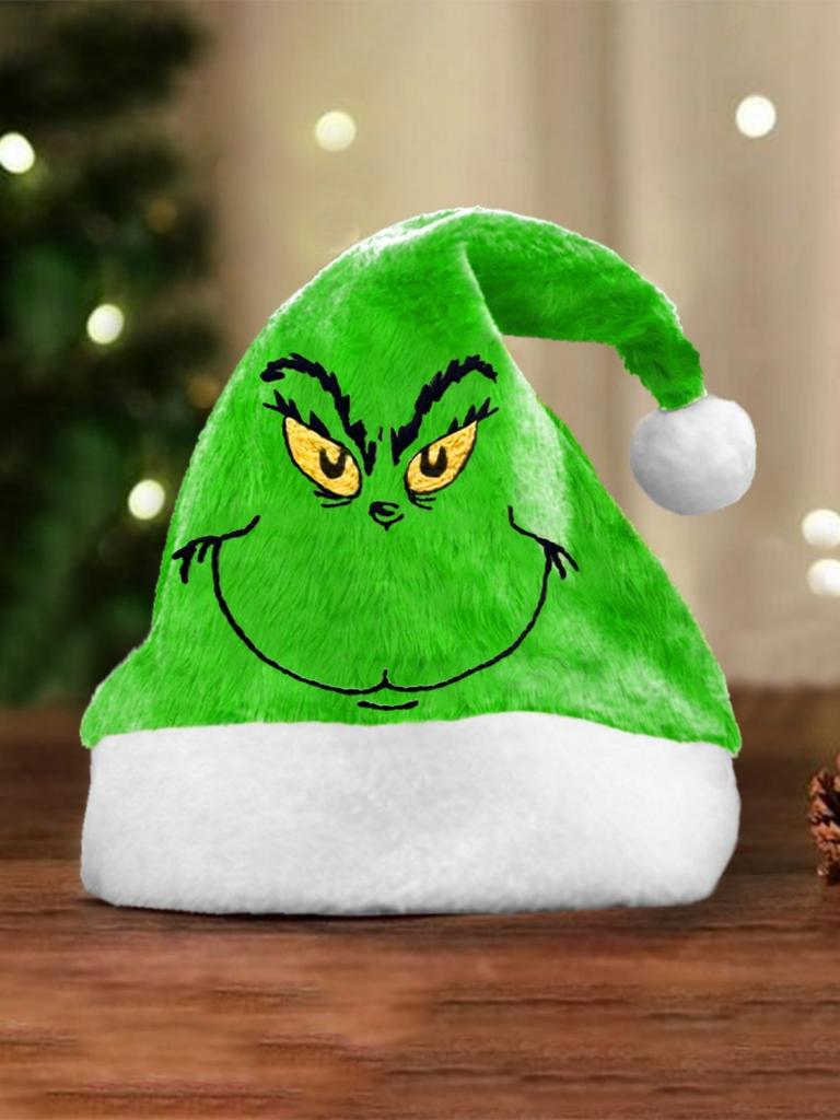 Grinch Green Christmas Hat With Thick Double Sided Velvet For Winter Holiday Celebration
