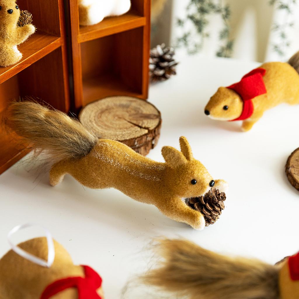 Cute Felt Animal Christmas Ornaments Squirrel & Bear Plush Hanging Decorations, Festive Home Decor for Xmas Tree & Party Gifts
