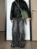 Unisex Retro Graffiti Wide-Leg Jeans: American High-Street Style